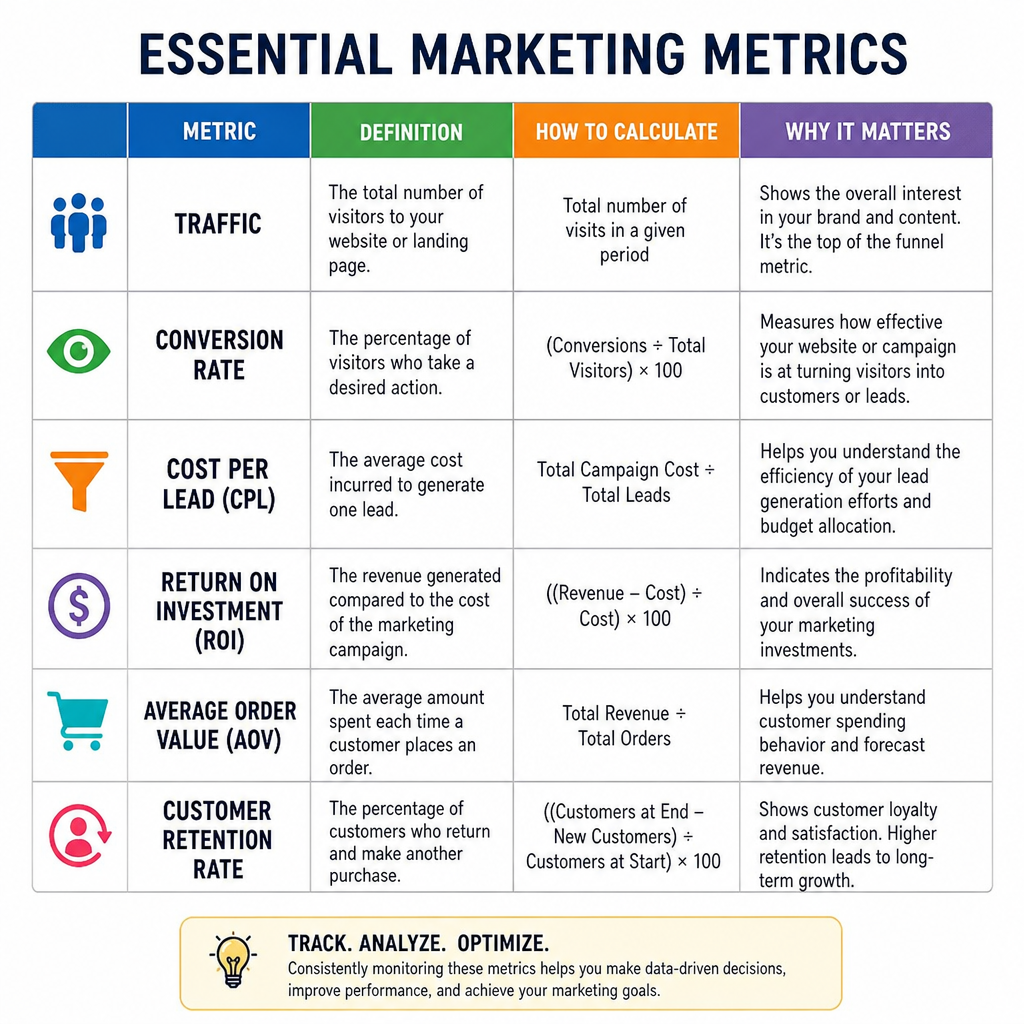 Essential Marketing Metrics Chart